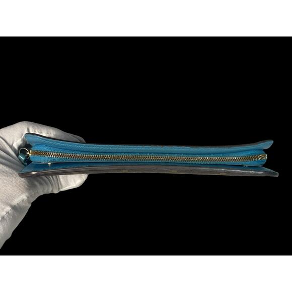 Rare Authentic Louis Vuitton Sky Blue Brown Monogram Insolite Wallet COA - Picture 16 of 16